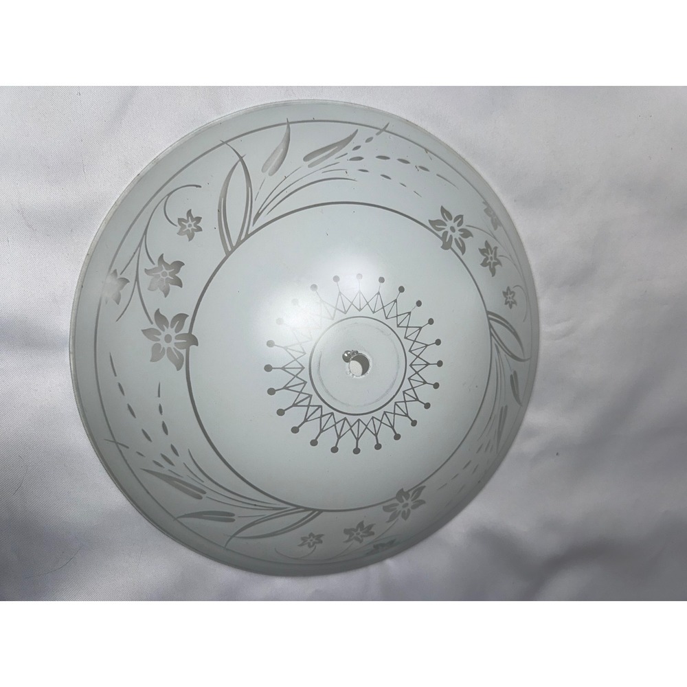Vintage Frosted Etched Glass Ceiling Light Cover Floral Wheat 13 Inch Shade